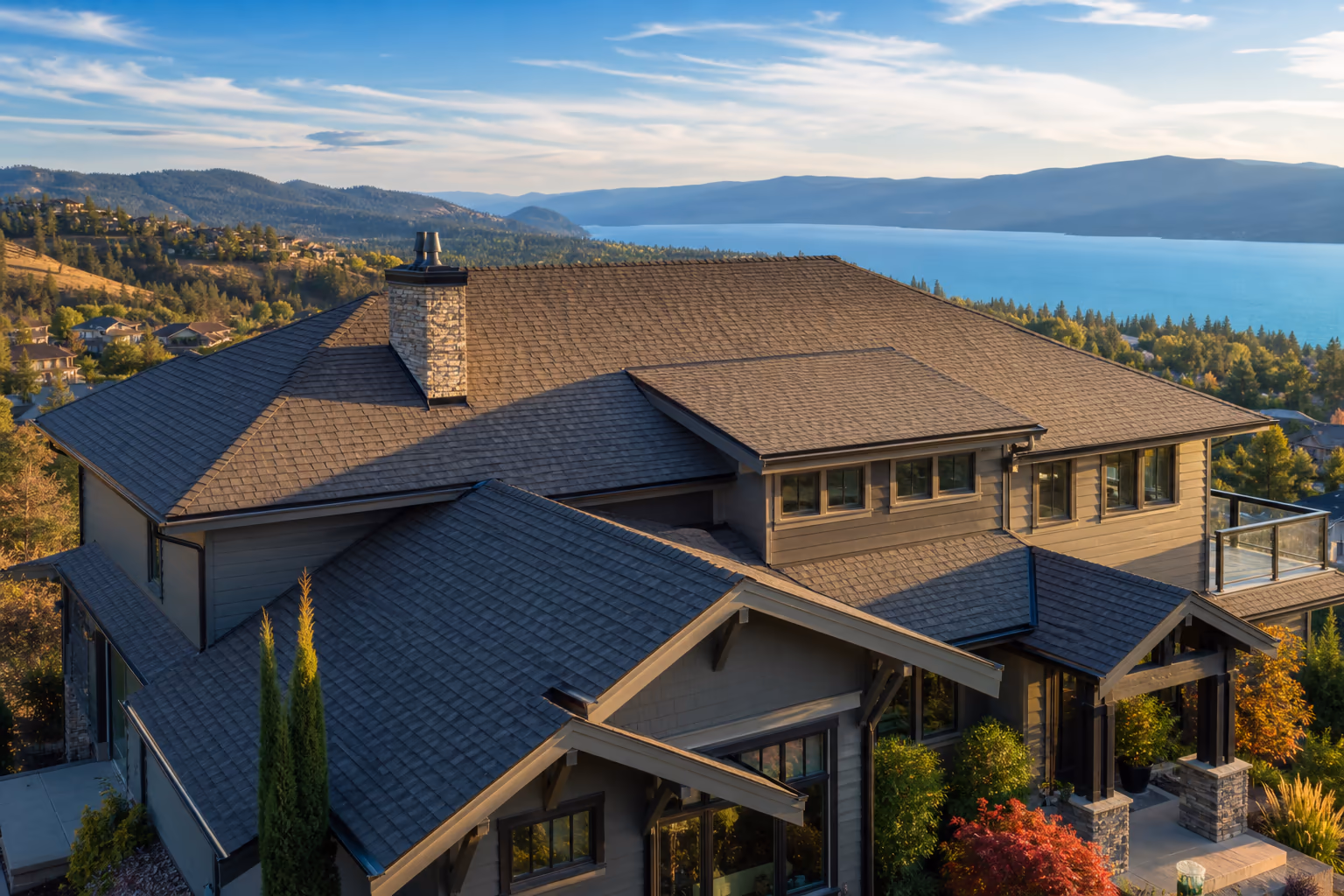 Roof replacement on a modern Okanagan home